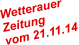 Wetterauer Zeitung vom 21.11.14